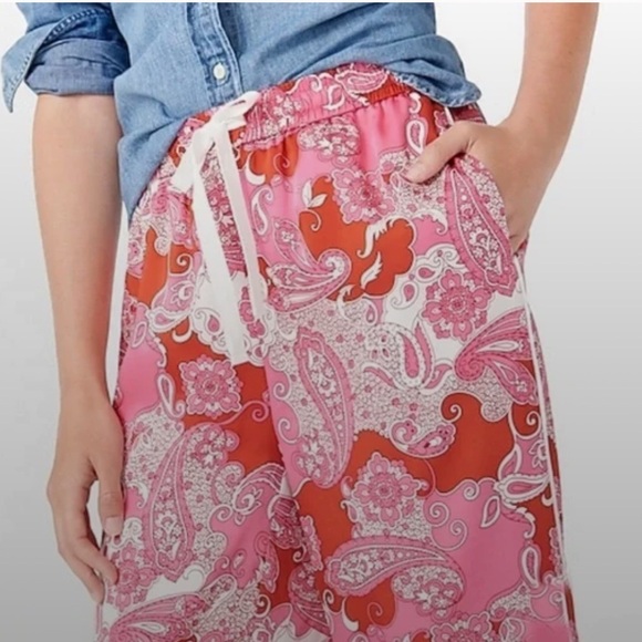 J Crew Pink Paisley Relaxed Satin Pant - Picture 2 of 10